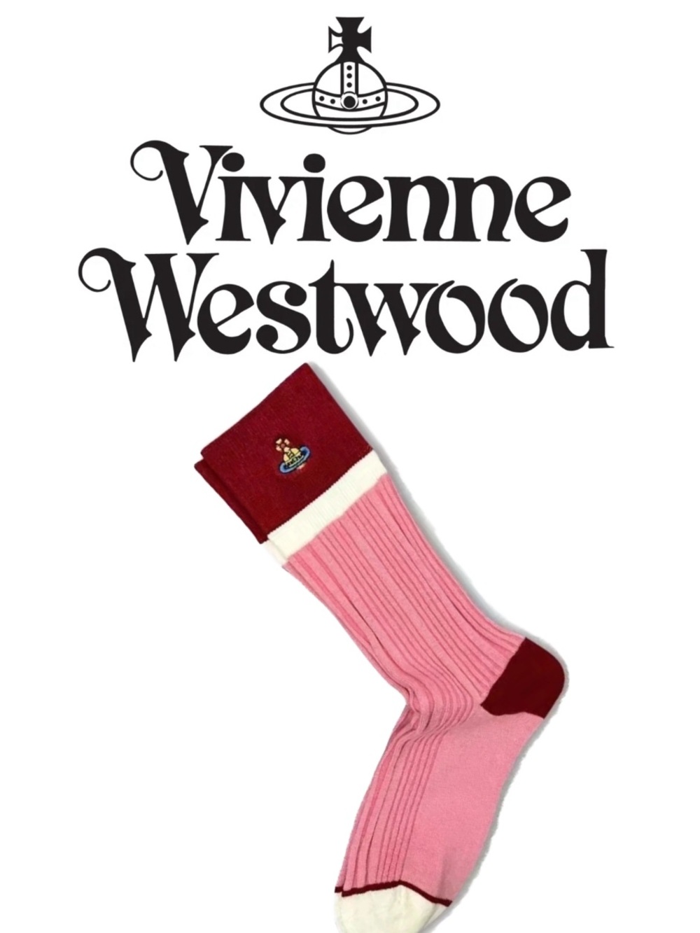Vivienne Westwood Unisex Colorblock Ribbed Socks - Multi Color Choices - Picture 11 of 13